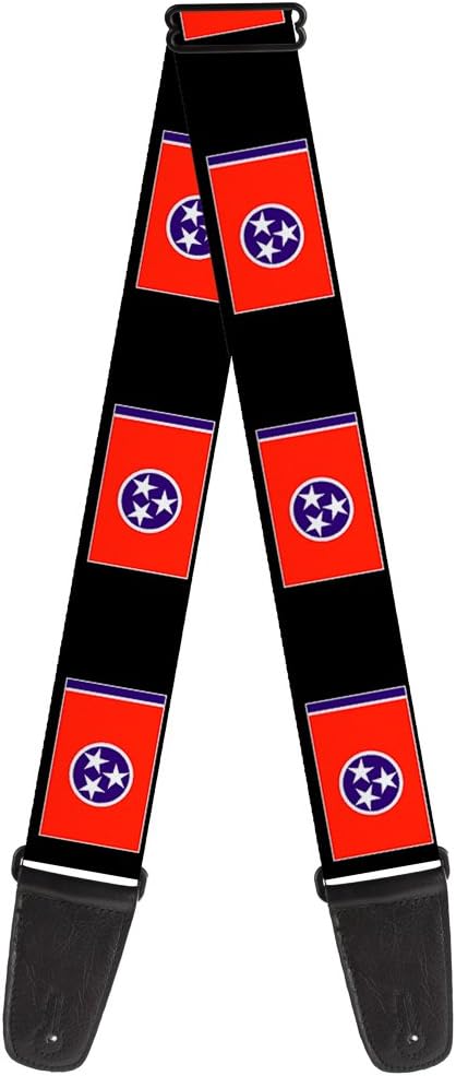 Buckle-Down Guitar Strap Tennessee Flags Black 2 Inches Wide