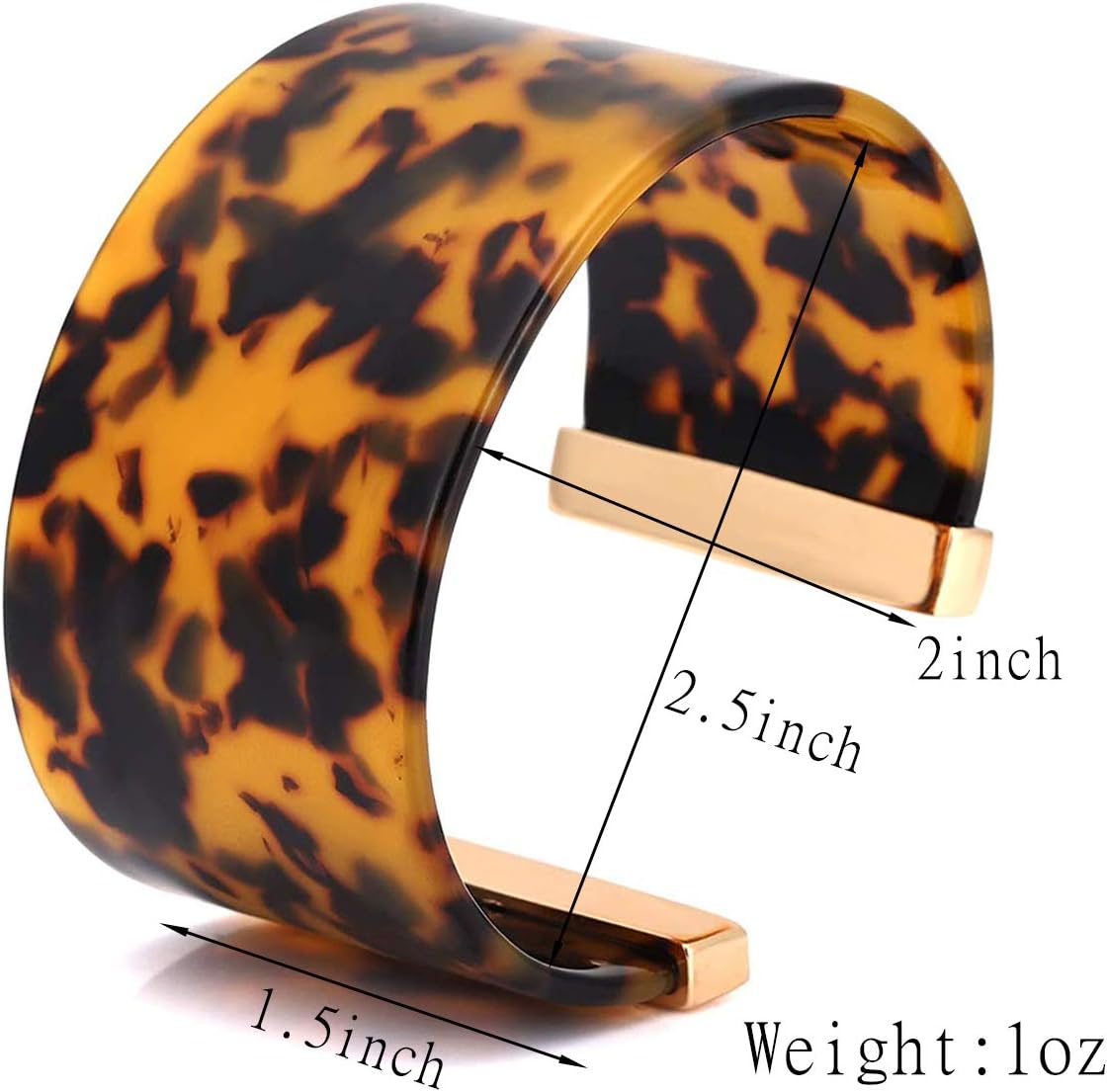 FAERLIIRY Wide Cuff Bangle Bracelet for Women Acrylic Resin Tortoise Bangle Bracelet Statement Adjustable Jewelry (Tortoiseshell) - Image 3