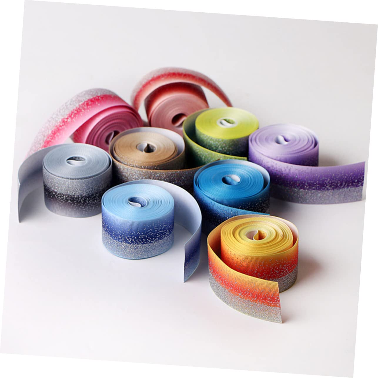SHINEOFI 3 Nastri in Grosgrain Trasparente Da 38 Mm A Righe Sfumate Per Lavori Artigianali 5 Iarde/rotolo Versatili Per Confezionare Bouquet E Palloncini.