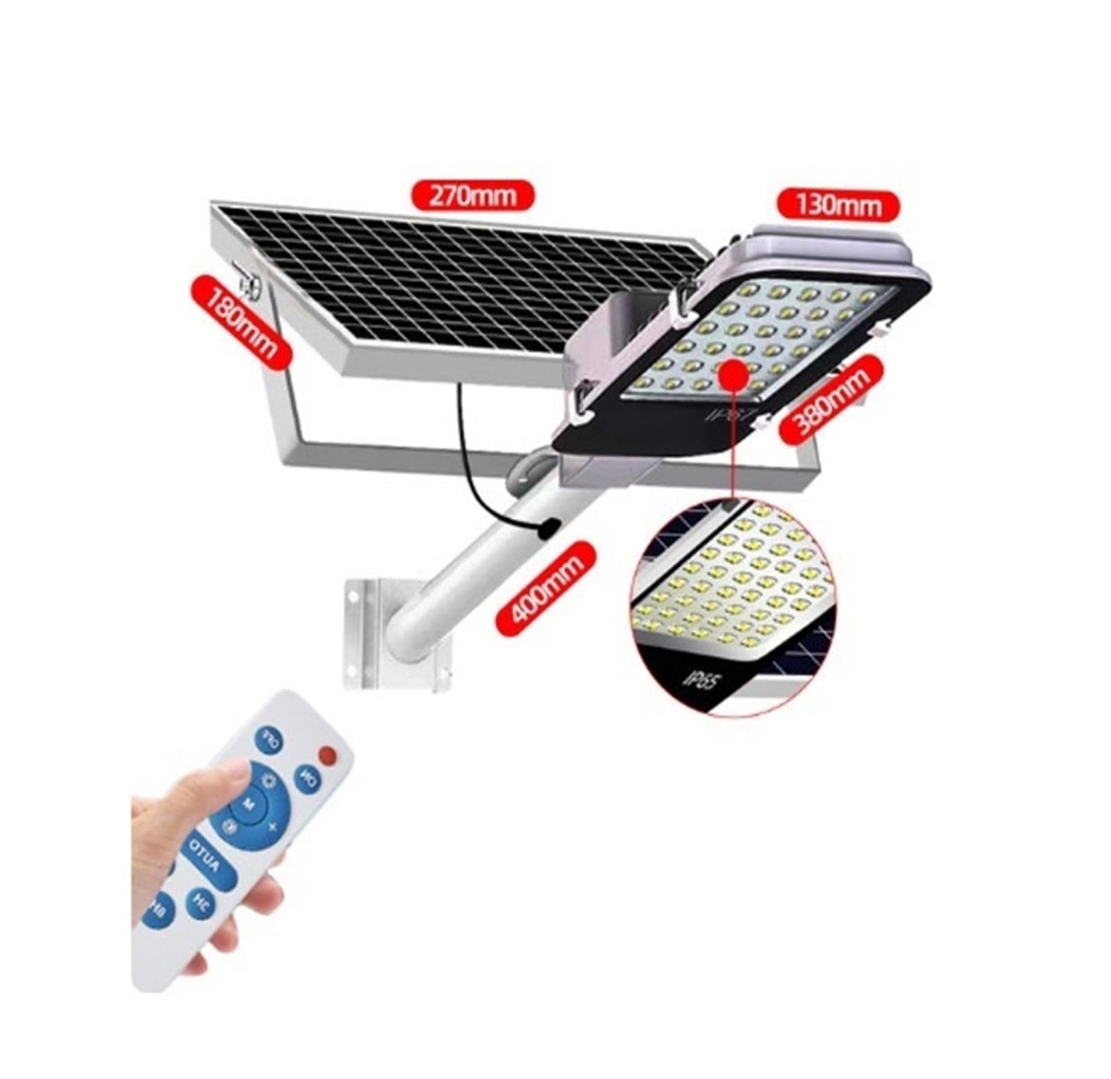 Lampa solarna zewnętrzna, 1000w dzielona słoneczna lampa uliczna zewnętrzna aluminiowa słoneczna lampa uliczna ogród światło słoneczne dom zdalnie sterowana wodoodporna kinkiet