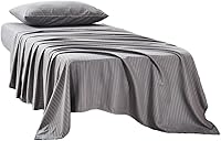 Kingnex Grey Striped RV Bunk Sheets 30x75 Cot Size Twin Bed Set - Soft Brushed Microfiber 3-Piece (Fitted, Flat, Pillowcase)