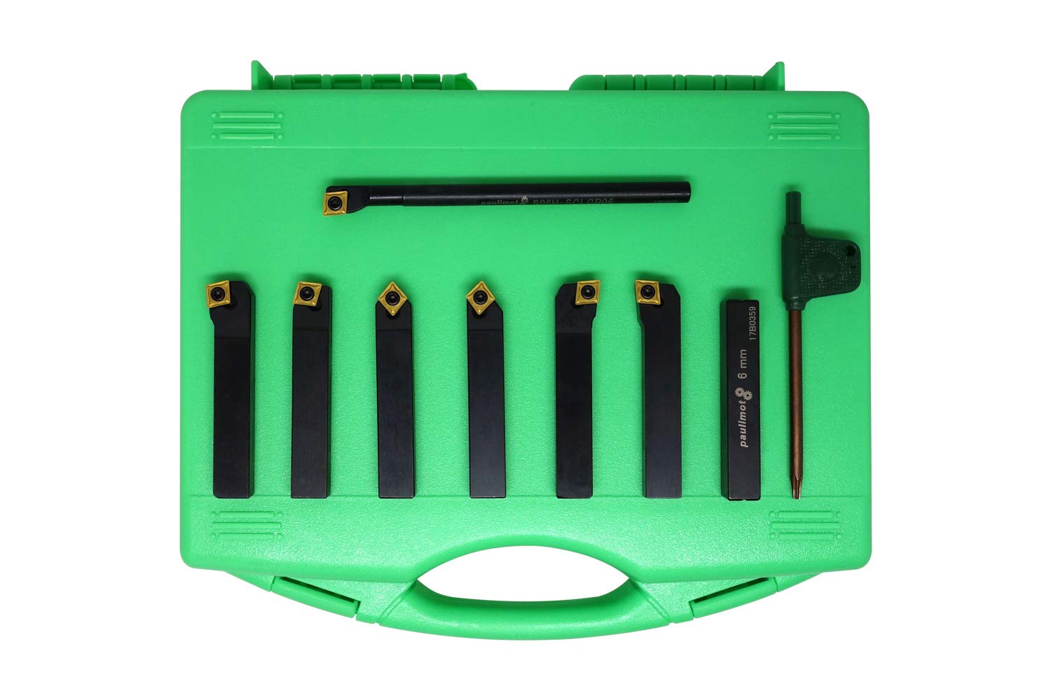PAULIMOT Drehmeißel-Set mit Wendeplatten, 6 mm, 7-teilig inkl. Bohrstange