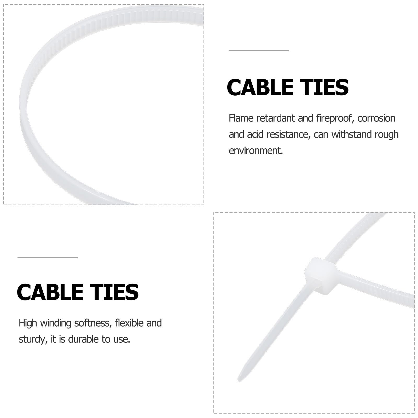 POPETPOP Bridas de Nylon Resistentes para Gestión de Cables, 1000 Unidades, Ligeras y Fáciles de Almacenar para Organizar Cables