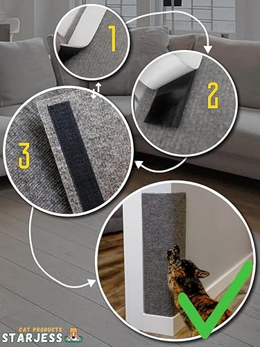 Miniatura 7 de Rascador de esquina para gatos – Rascador de pared para gatos – Almohadilla para arañazos de pared para gatos – Rascador de pared para gatos –