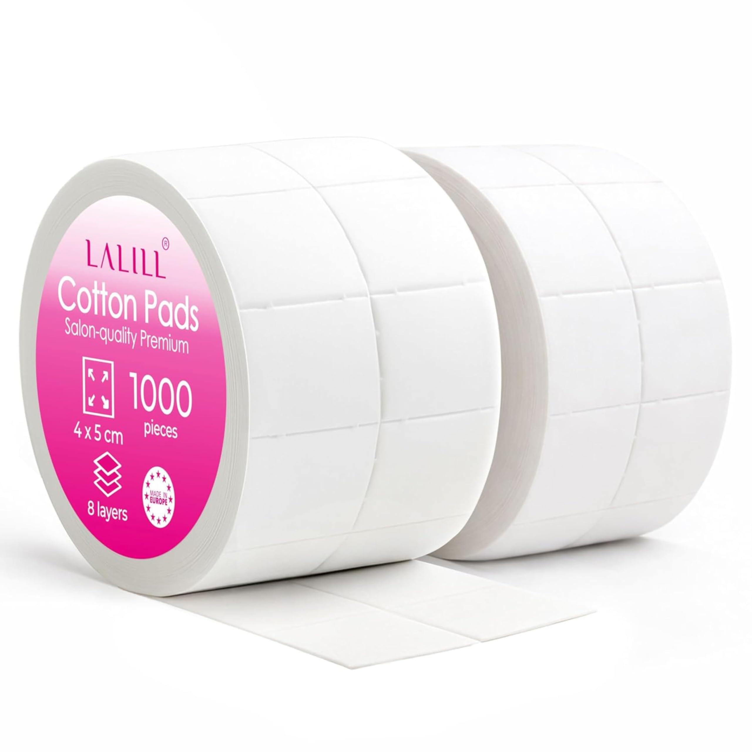LALILL Zelletten Pad Fusselfrei 1000 Stück – Zelettenrolle für Gelnägel 8-lagig – Nail Cleaner, Remover, Hybridnägel, Gellack, Nageldesign & Manikür