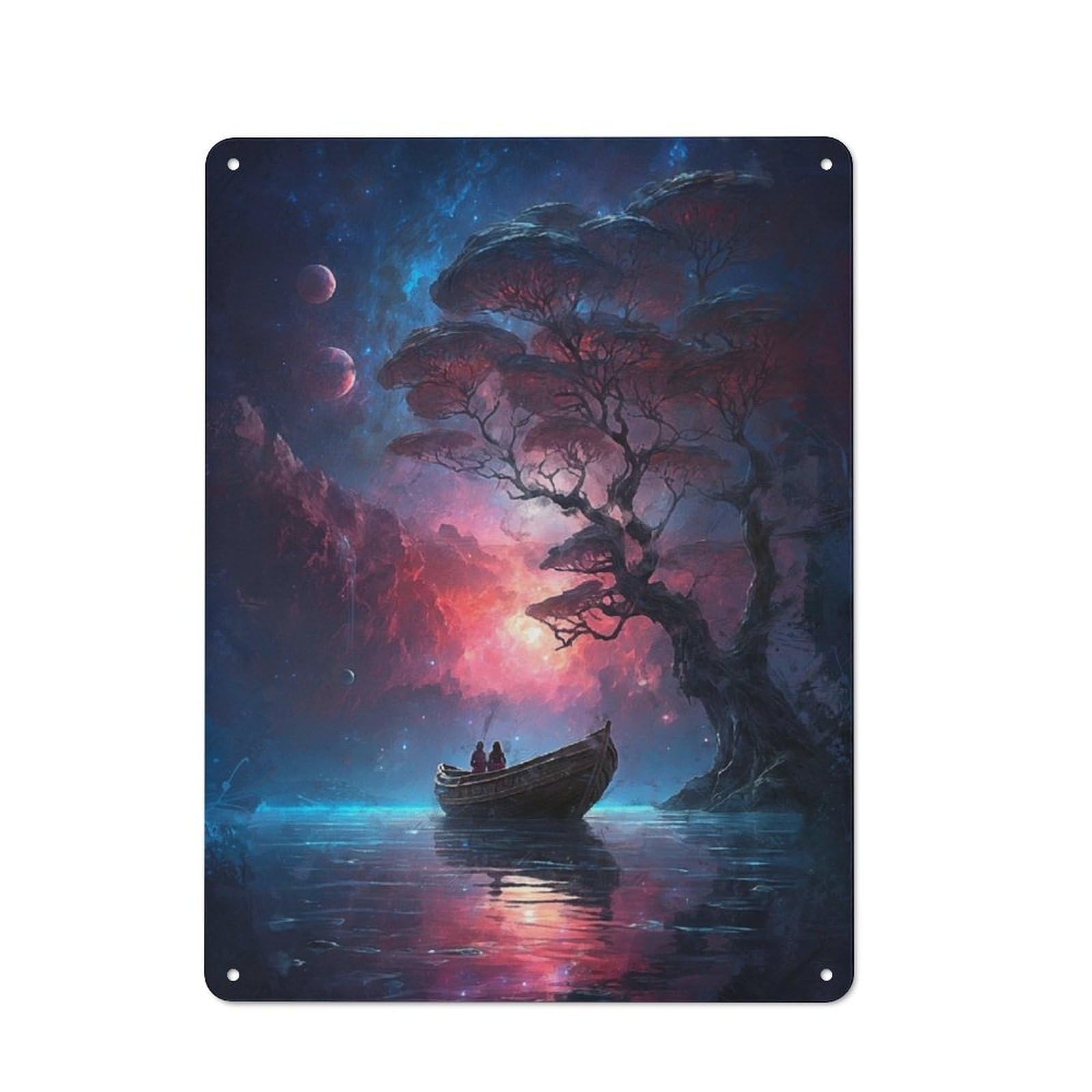 Junmoney Moonlight Serenade Tin Wall Plaque 40X30cm With For Bar Or Restaurant, Housewarming Wall Decor For People Furnishing Bar And Restaurant