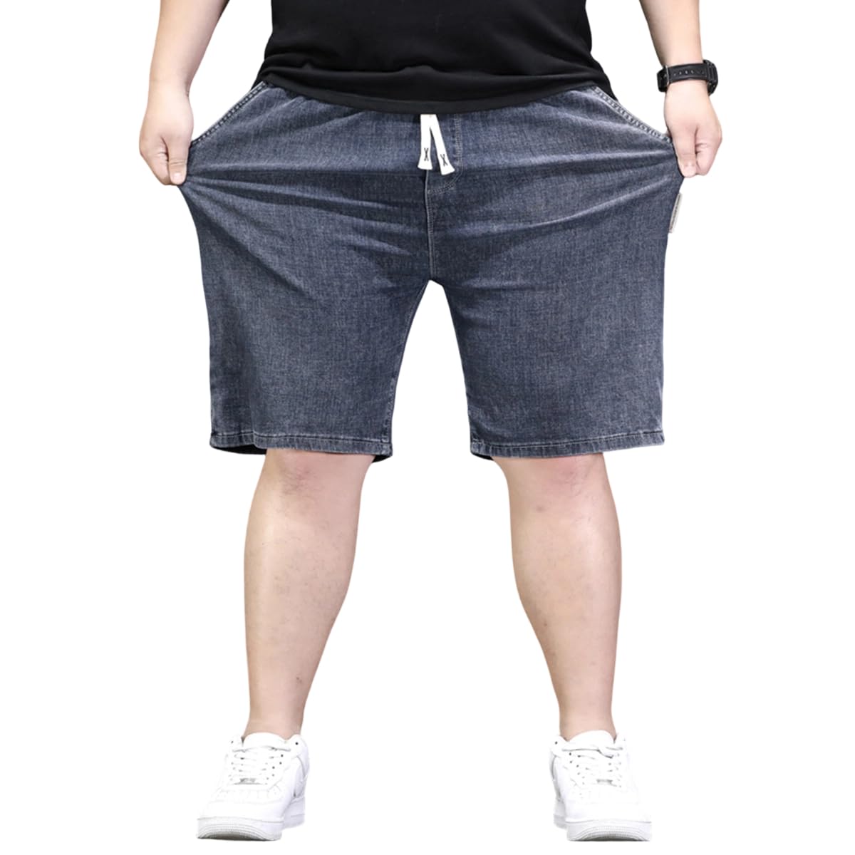 Herren Jeans Shorts Große Größe Männer Übergröße Denim Shorts Lässige Kurz Jeanshose Loose Fit DK1012