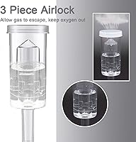 Vista 4 de 3-Piece Airlock 4 Pack with 4PCS #6 Stopper and 8PCS Grommets, Fermentation Airlock Beer Wine Kombucha Brewing Kit,Carboy Airlock FDA Transparency