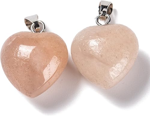 Miniatura 7 de Beadthoven - 10 dijes de piedra de corazón hinchado, piedras preciosas curativas para chakras, reiki, cuentas para hacer collares, joyas, día de San
