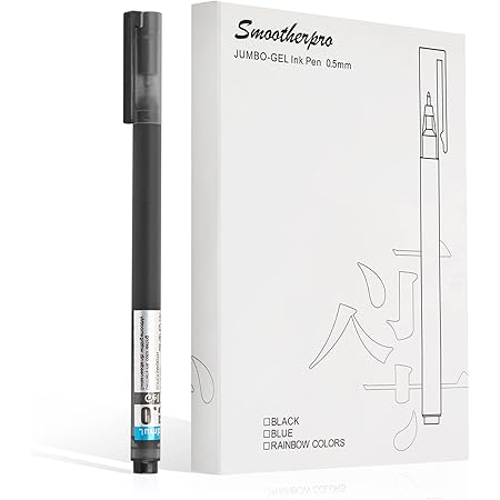 SMOOTHERPRO Premium Gel Pens with Giant Ink Cartridge Tube 12 Pack Rolling Ball Plastic Pen Fine Point 0.5mm for Office School Journal Hotel Writing Color Black (GP05B)…