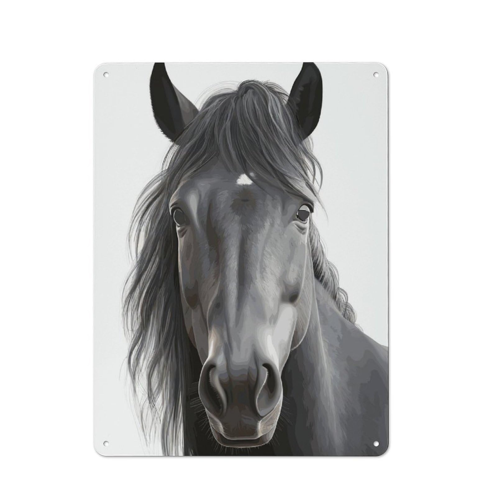 Junmoney Horse Portrait Rustic Metal Wall Decor 40X30cm, Decorative Tin Plaque For Pub, Home Bar, Shed Or Man Cave