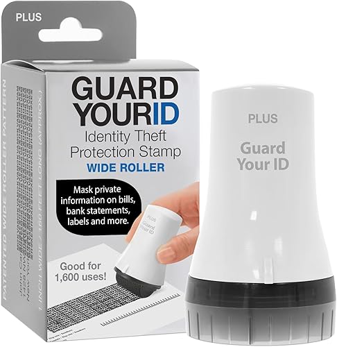 Miniatura 28 de Guard Your ID Wide Advanced Roller 2.0 - Sello de seguridad para prevención de robo de identidad, color rosa Rosa,Negro