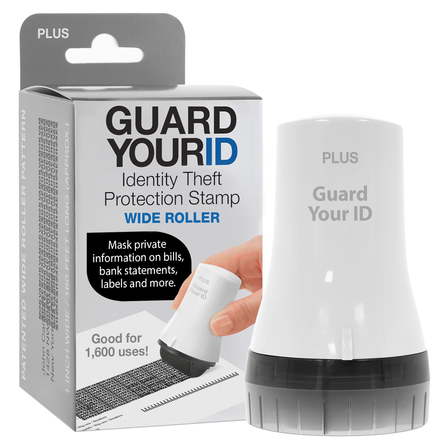 Wide Identity Theft Protection Roller Stamp, Guard Your ID, White