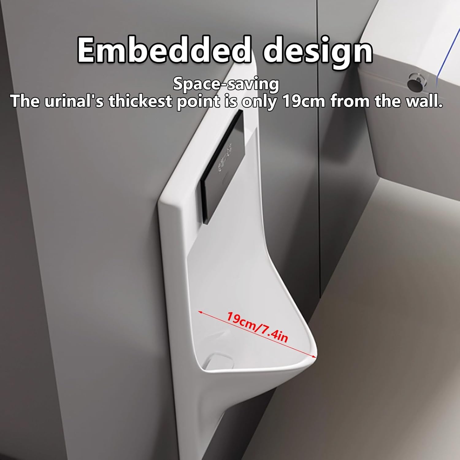 Commercial Washout Urinal,Wall-Mounted Automatic Sensor Men's Flushing Urinal, Splash-Proof Male Public Toilet Urinals,for Bathrooms,Hotels,Shopping(White,38x100x3cm/15x39x1.2in)