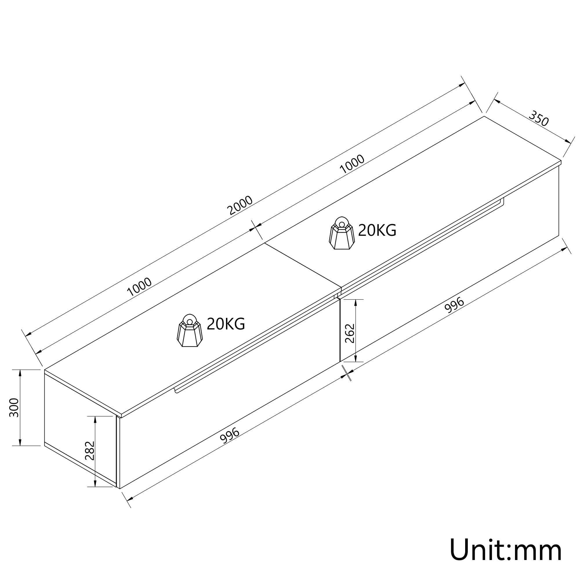 SONNI Szafka pod telewizor 200 cm, wysoki połysk, czarna, wisząca/stojąca, z 16 kolorami oświetlenia LED, 2 szuflady, stolik pod telewizor do salonu i sypialni, 200 x 35 x 30 cm.