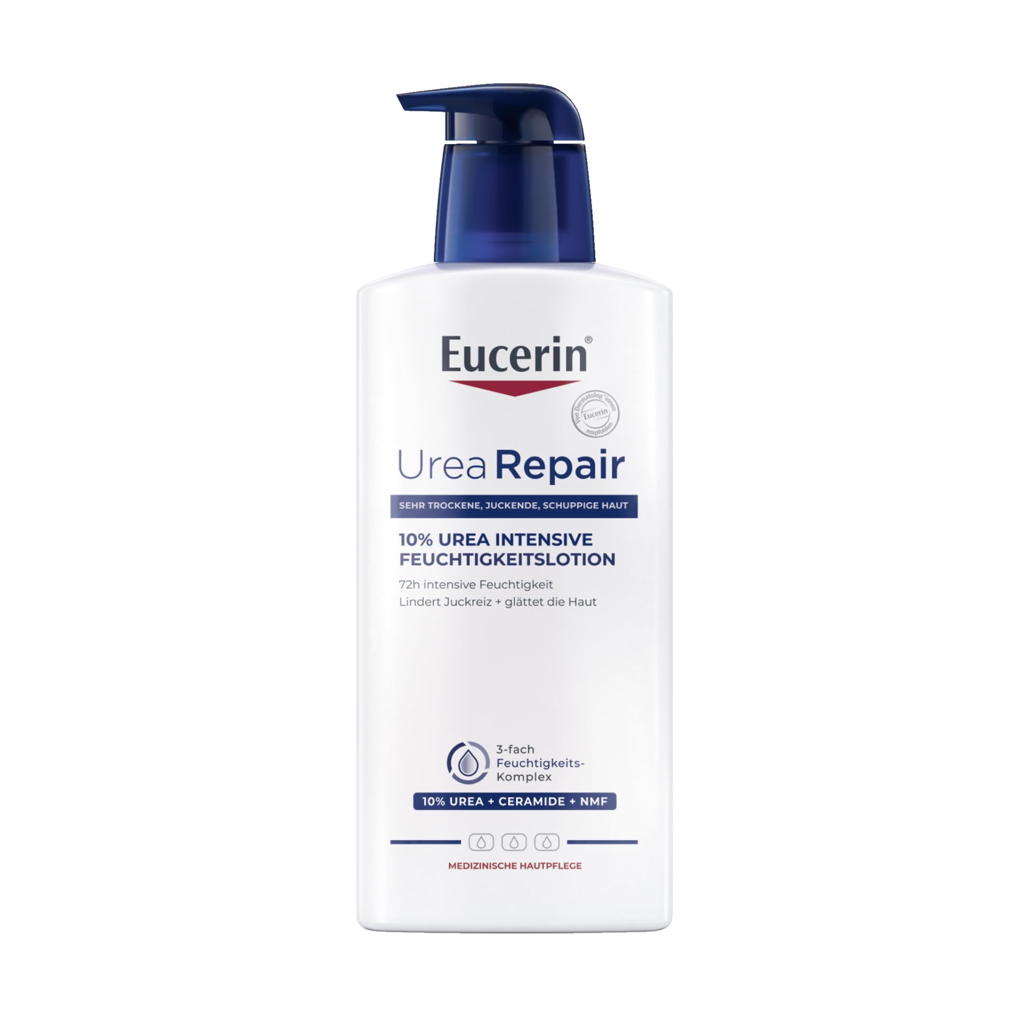 Eucerin UreaRepair 10% Urea Intensive Feuchtigkeitslotion 400 ml, Körpercreme spendet 72h intensive Feuchtigkeit für raue, trockene Haut, Hautpflege mit Urea und Ceramiden lindert Juckreiz