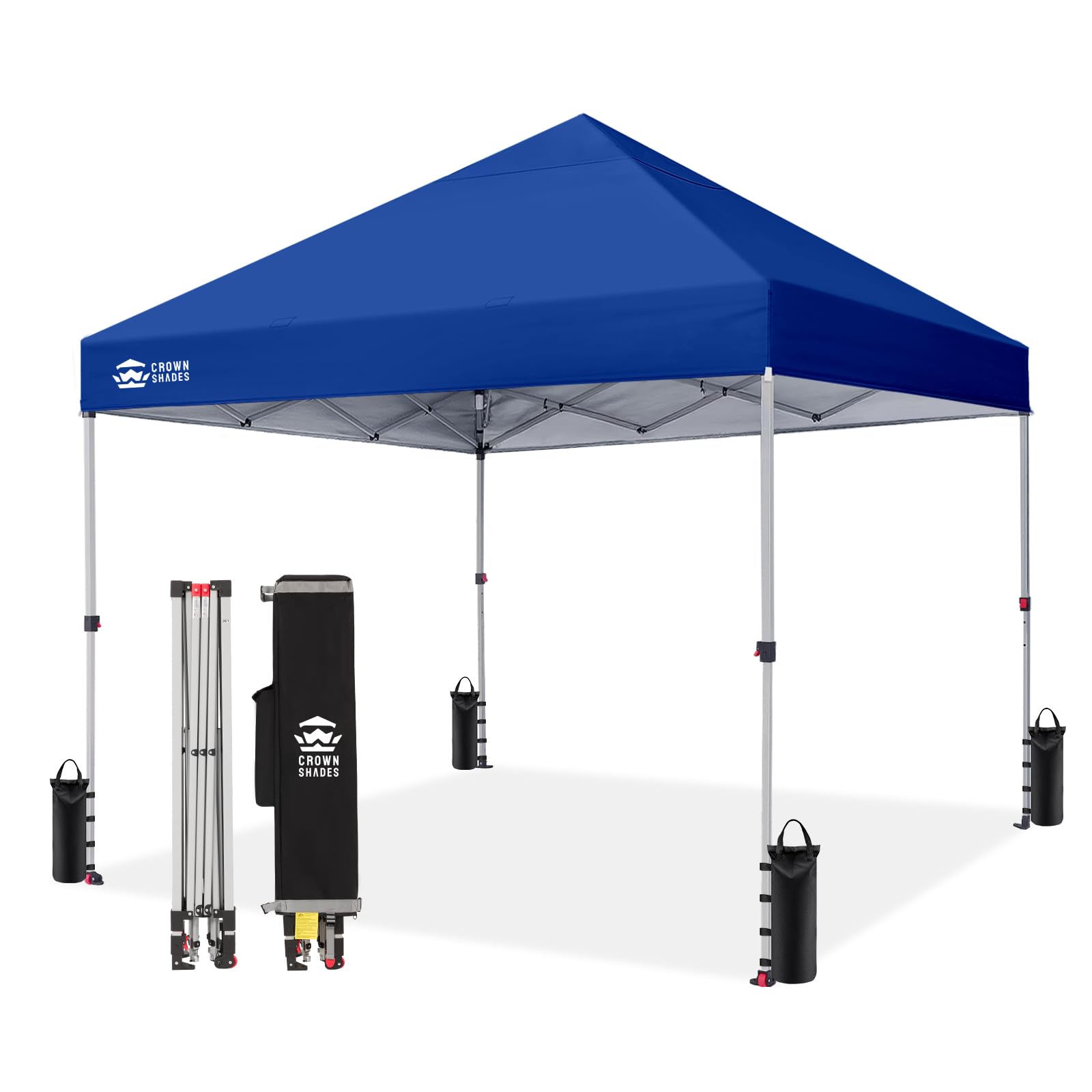 CROWN SHADES 8x8 Pop Up Canopy, Patented Center Lock One Push Instant Popup Outdoor Canopy Tent, Newly Designed Storage Bag, 8 Stakes, 4 Ropes,