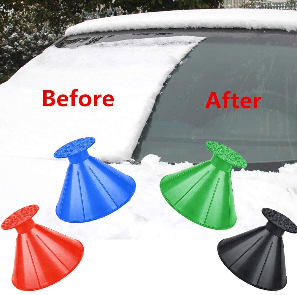 Grattoir à Glace Showvigor Magical Ice Scraper 4 Pack Round Windshield Cone Car Ice Scraper Window Snow and Frost Removal Magic Car Ice Scraper Funnel Tool as Gift c
