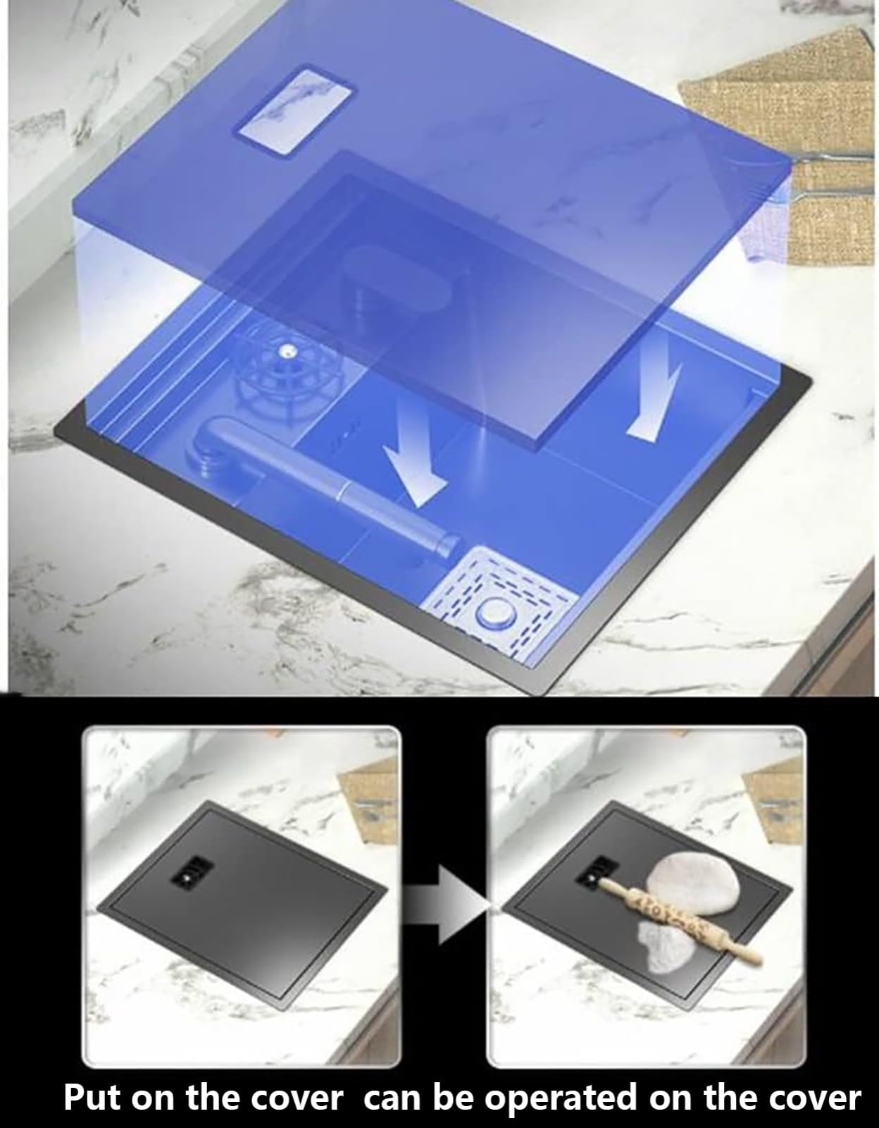 Lavello da cucina in acciaio inox con rubinetto estraibile e lavaggio a tazza, soluzione salvaspazio perfetta per cucine piccole, camper e aree compatte