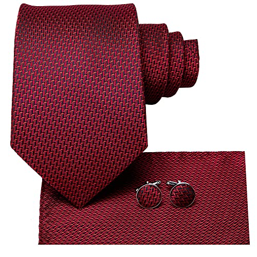 Image of Dubulle Mens Paisley Floral Silk Tie for Men Striped Necktie and Pocket Square Cufflinks Set Wedding Business