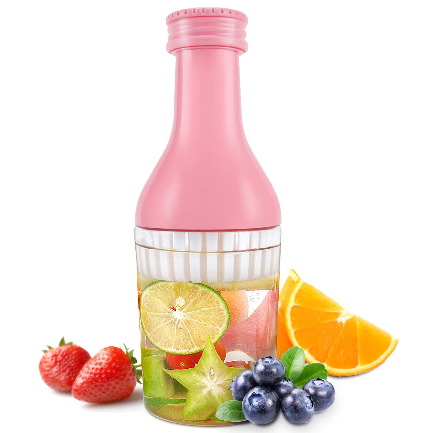 evron 35 oz Fruit Infuser Water Bottle,Infusion Water Pitcher Bottle,Detachable Large Opening for Easy Fruit Adding & Cleaning Designed (35 oz Pink)