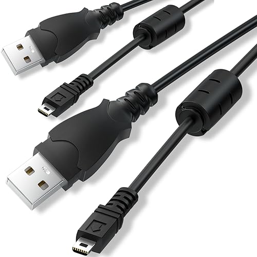 LEAGY Paquete de 2 cables de transferencia de carga rápida USB-A a Mini USB 2.0 con enchufes chapados en plata y anillo magnético de ferrita