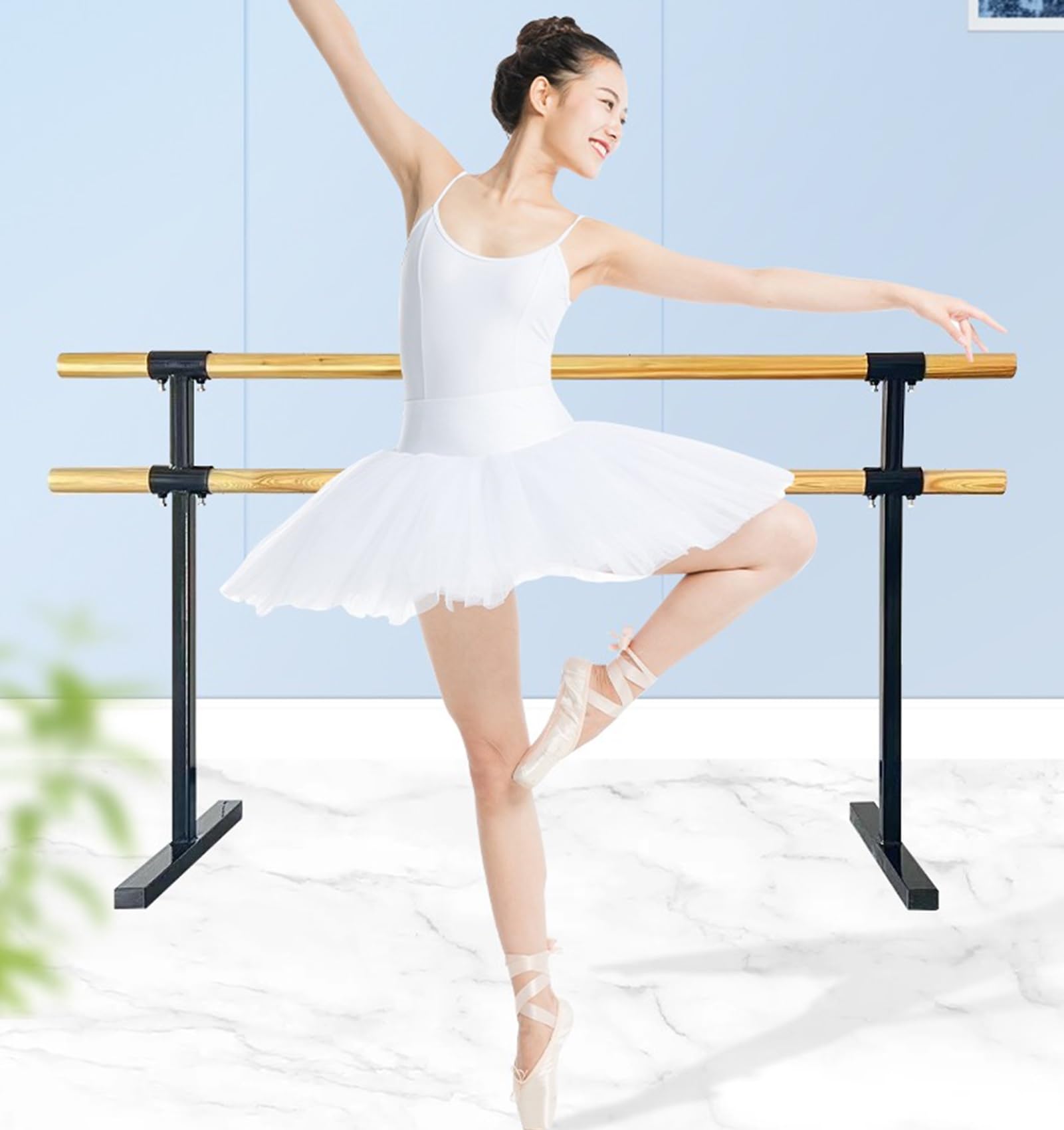 Mobile Ballettstange aus Stahl, verstellbar, 150 cm, unterstützt bis zu 150 kg, ideal für Tanz, Zuhause, Fitnessstudio, Stretching und Beintraining, Schwarz