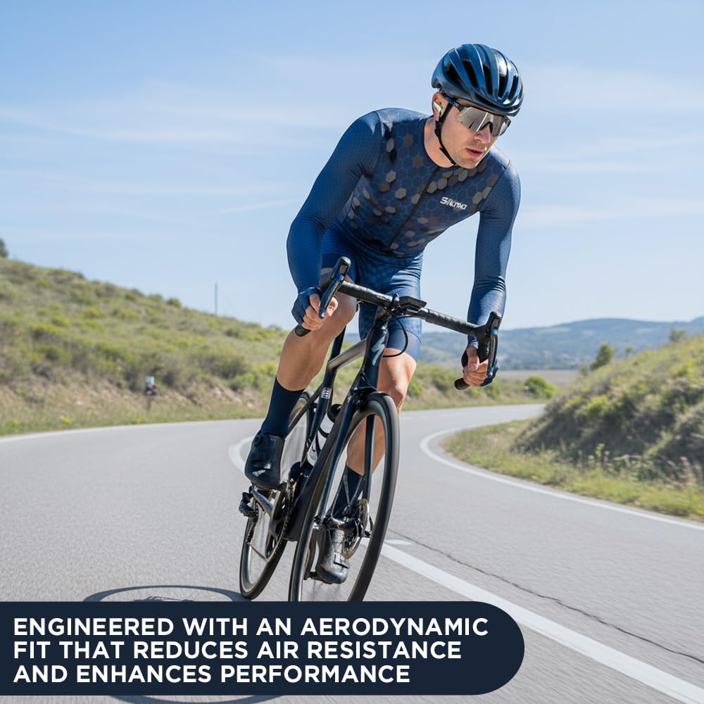 Sikma Traje de ciclismo para hombre, manga completa, acolchado de gel, aerodinámico, trisuit, triatlón sublimado