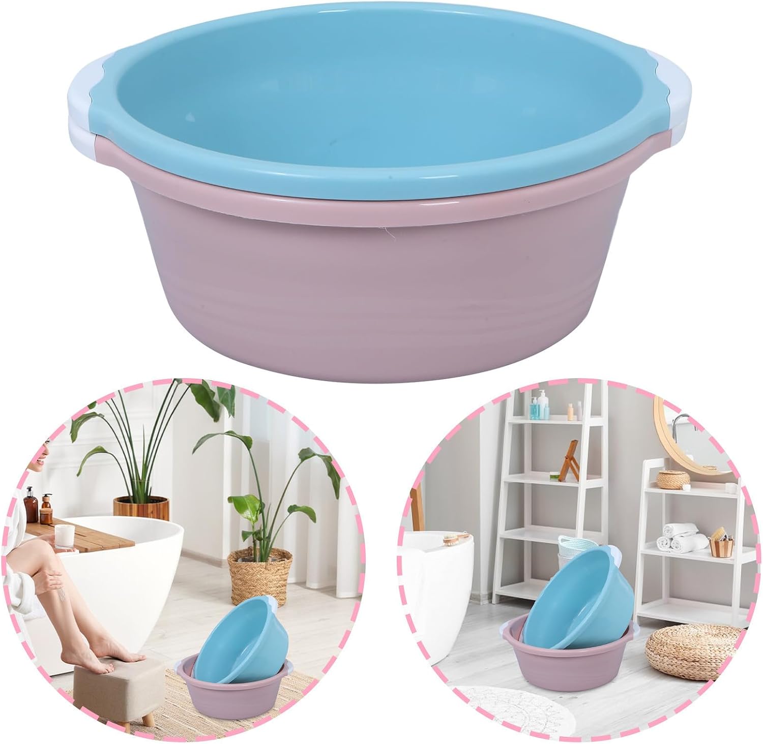 2 Pack Plastic Wash Basin Deep Anti Splash Face Washing Basin