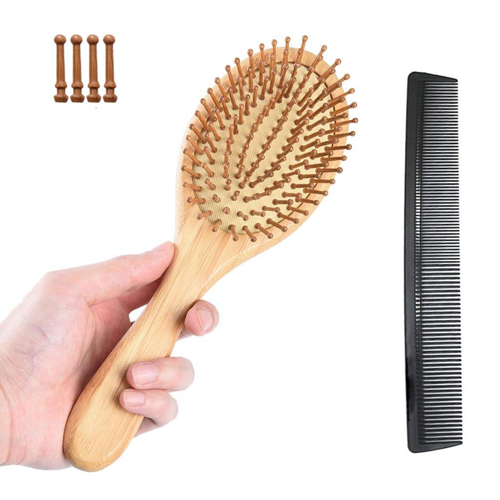 Bamboo Paddle Brush with Scalp Massage