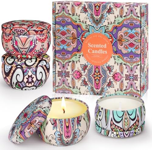 Cadeaux pour Femme,Bougies Parfumées Ensemble Cadeau 4 Pièces,Cad...