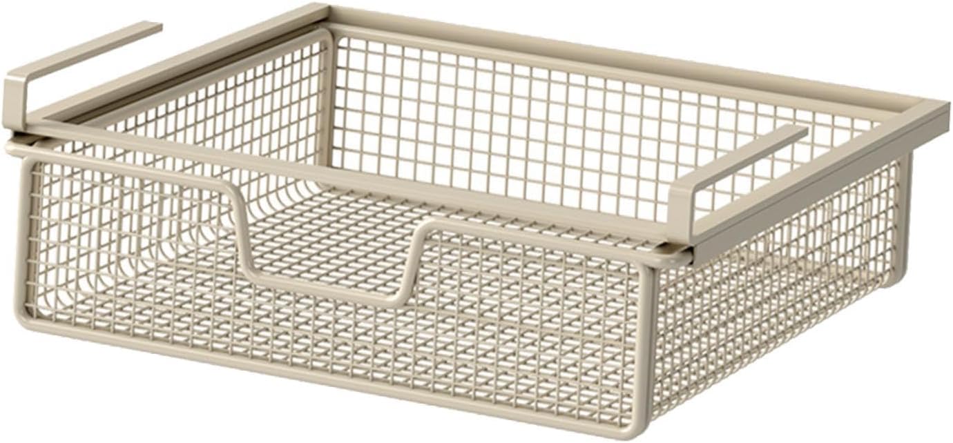 Under Shelf Storage Basket Clothes Organizer Rack Underwear Box for Home Office, White L