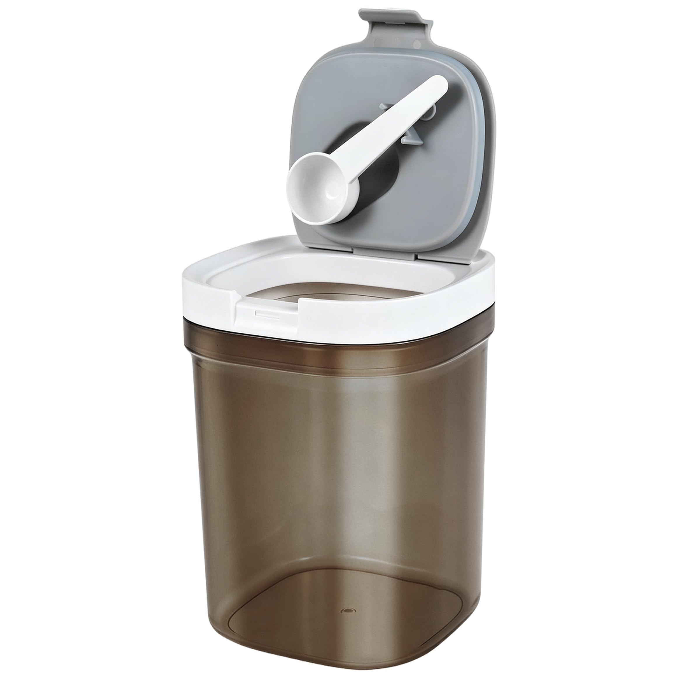 Goutdori Airtight Coffee Canister 1 Pack 1300ml Visible Coffee Bean Storage with Magnetic Scoop Food Grade Plastic Tea Brown