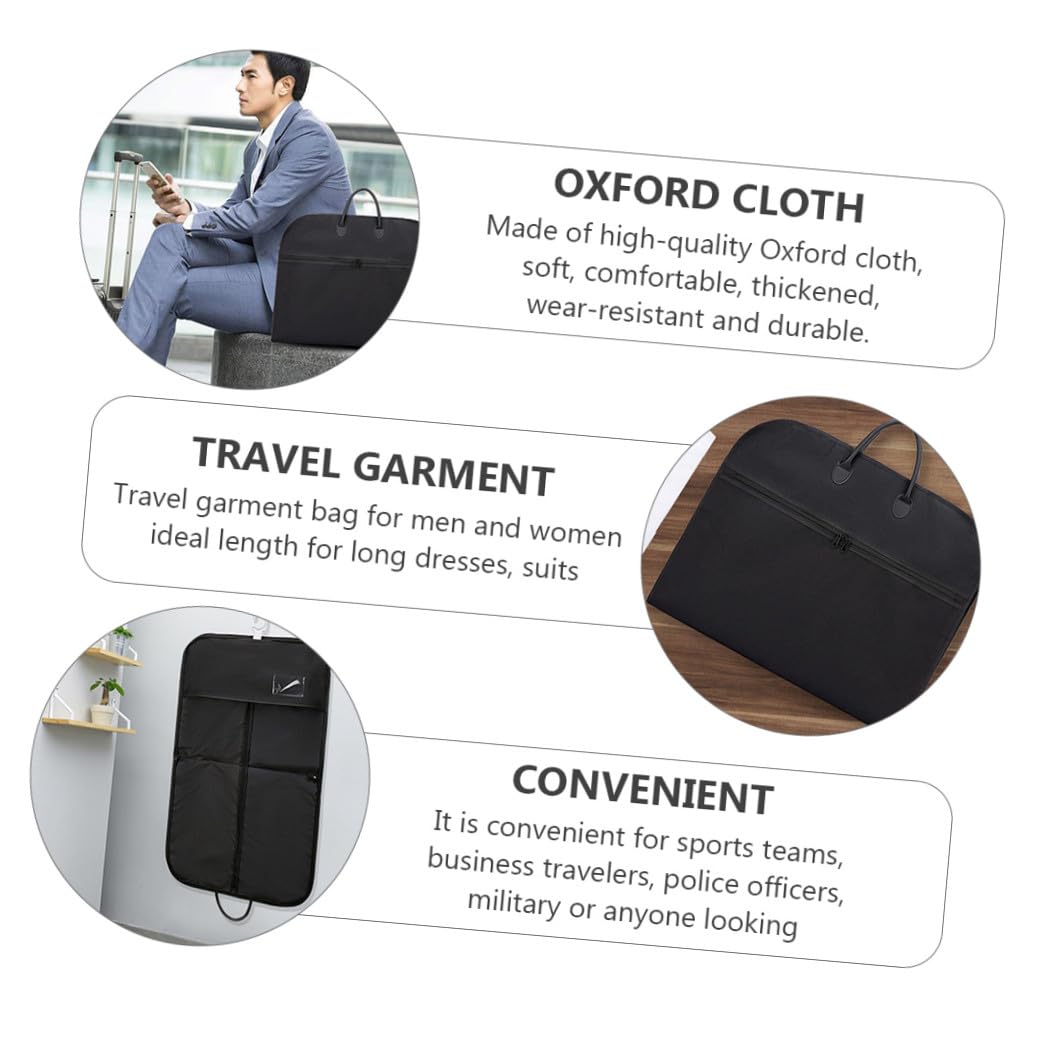 Custodia Vestiti da Viaggio Pieghevole per Abiti Nero 1 Pezzi | Tessuto Oxford, Doppie Maniglie, Consente Passaggio delle Grucce, Adatta a Ufficio e Spostamenti Leggeri