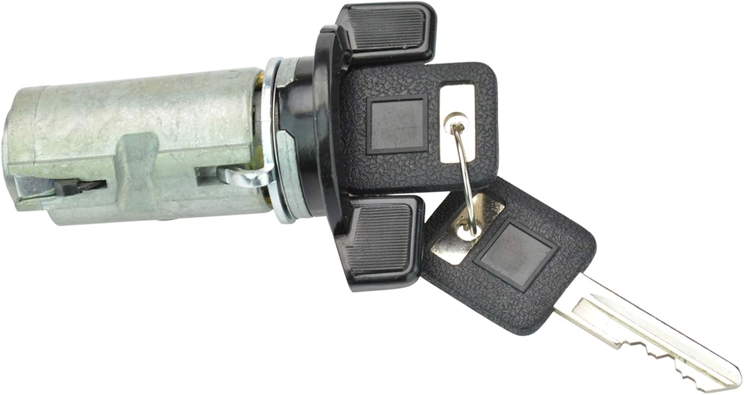 TRQ Ignition Lock Cylinder Black Bezel With Key Compatible with GM Car Van Pickup Truck SUV