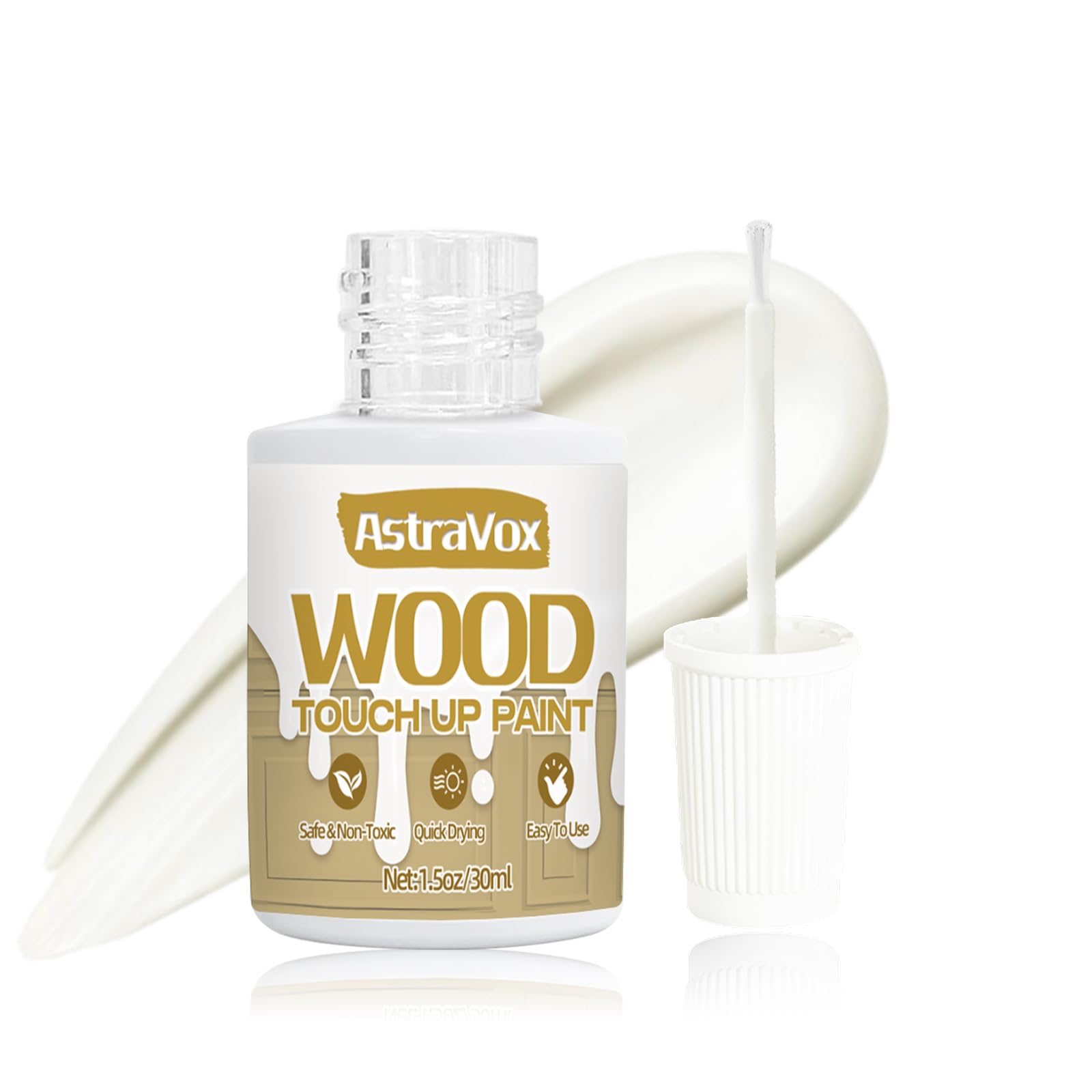 AstraVox Wood Touch Up Paint, 1.5 Oz White Paint for Wood Repair Scratches, Spots and Chips, Strong Adhesion Waterproof Quick Dry for Doors Tables