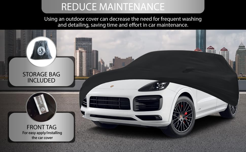 Image of Premium car Covers Custom Made for Cayenne SUV Outdoor Protection from All Weather rain, UV, Dirt, dust, Tree sap and Other Elements, Oxford Material+ Cotton Liner (Cayenne- Outdoor)