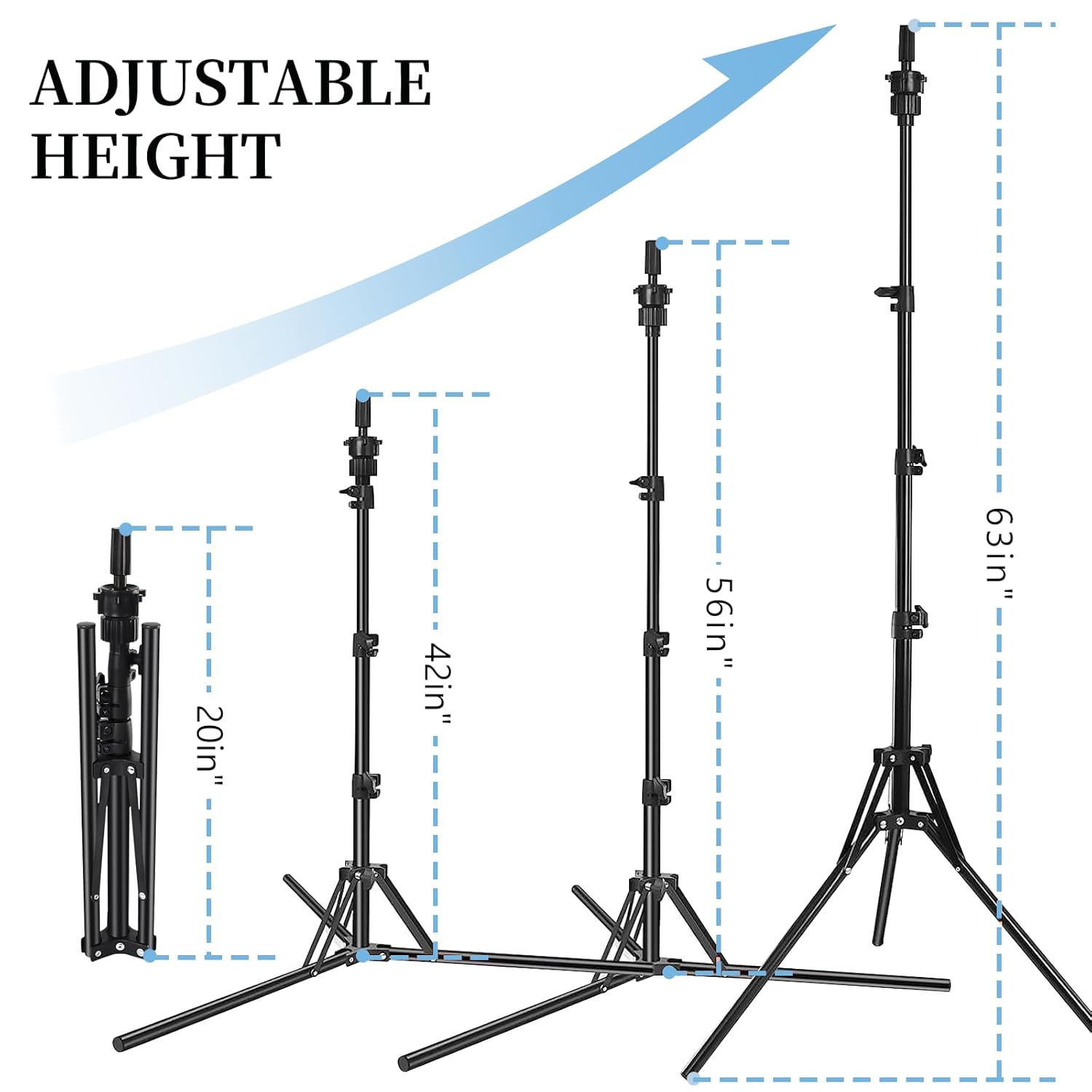 63In Wig Stand Tripod with 23In Head, Canvas Wig Head Stand with Mannequin Head for Wigs Manikin Head Block Set for Wigs Making Display