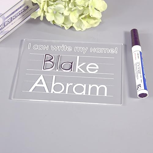 Rastreador de nombres acrílicos  Tablero de borrado en seco reutilizable con nombre personalizado  Suministros de aprendizaje preescolar para