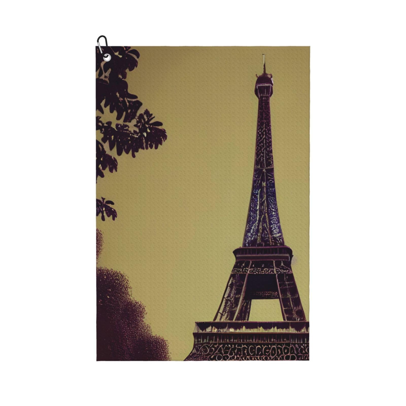 Anceky Eiffel Tower Paris Print Golf Towel 24"X16" Microfiber Golf Cleaning Towel with Carabiner Clip for Golf Bags