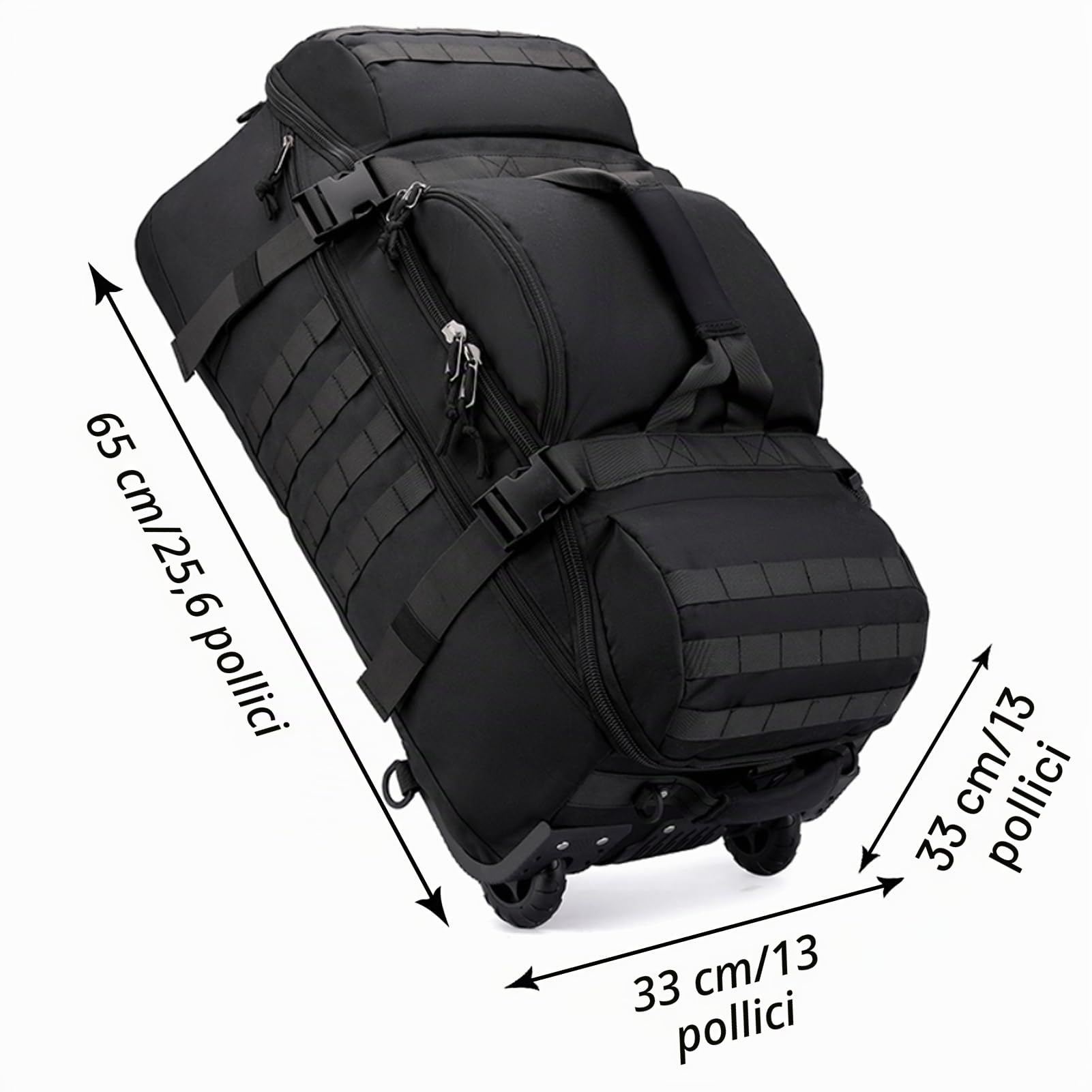 Borsone Da Viaggio Con Ruote 80L Grande Borsa Da Sportiva Impermeabile Pieghevole Extra Large Borsone Trolley Unisex Weekender Trekking Palestra Viaggi Nuoto (Nero)