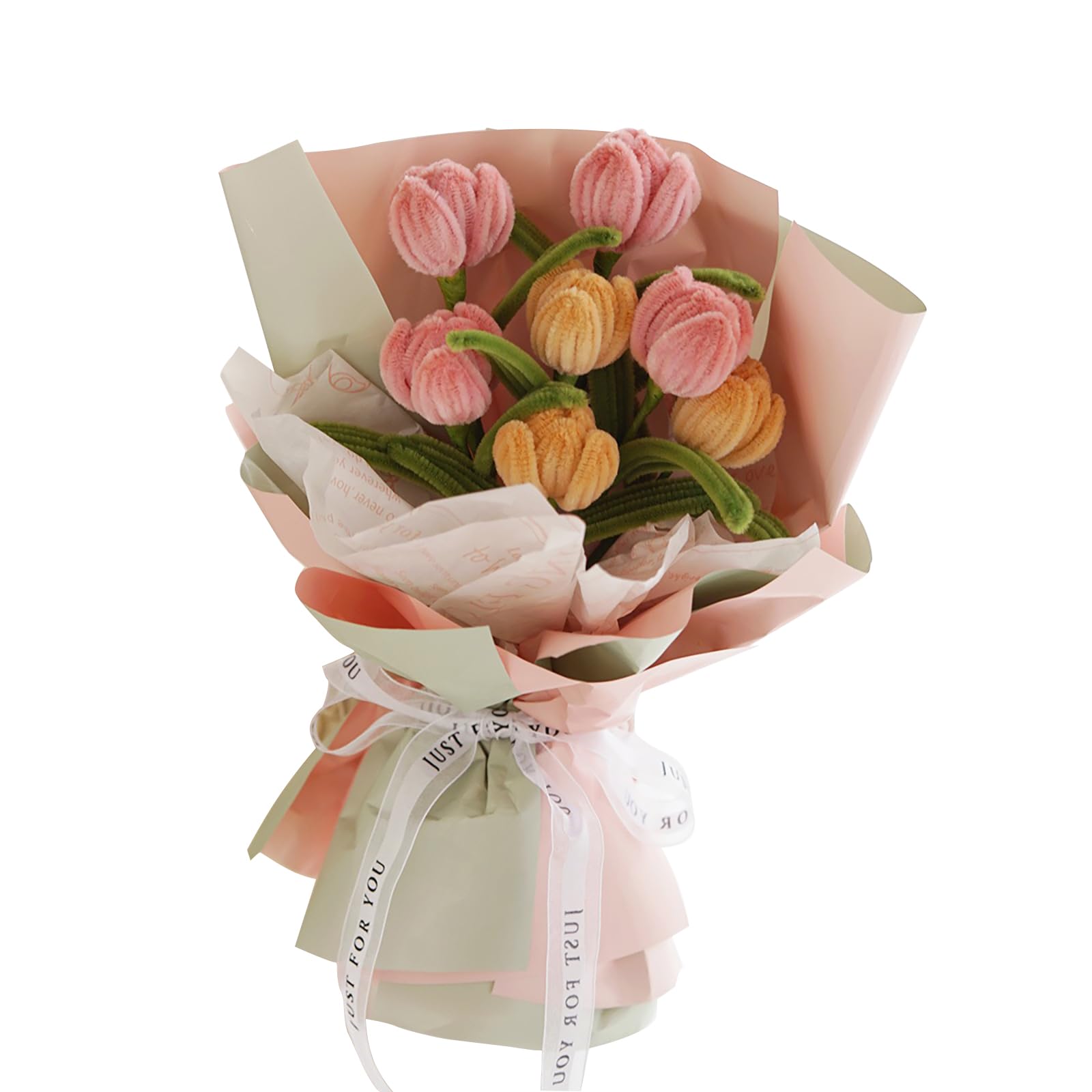 Bouquet di Scovolini, Accessori Per Artigianato, Kit di Strumenti Artistici, Filo Pieghevole, Kit di Fiori con Steli in Ciniglia Realistici Fai da Te, Per Regalo Per La Festa degli Insegnanti