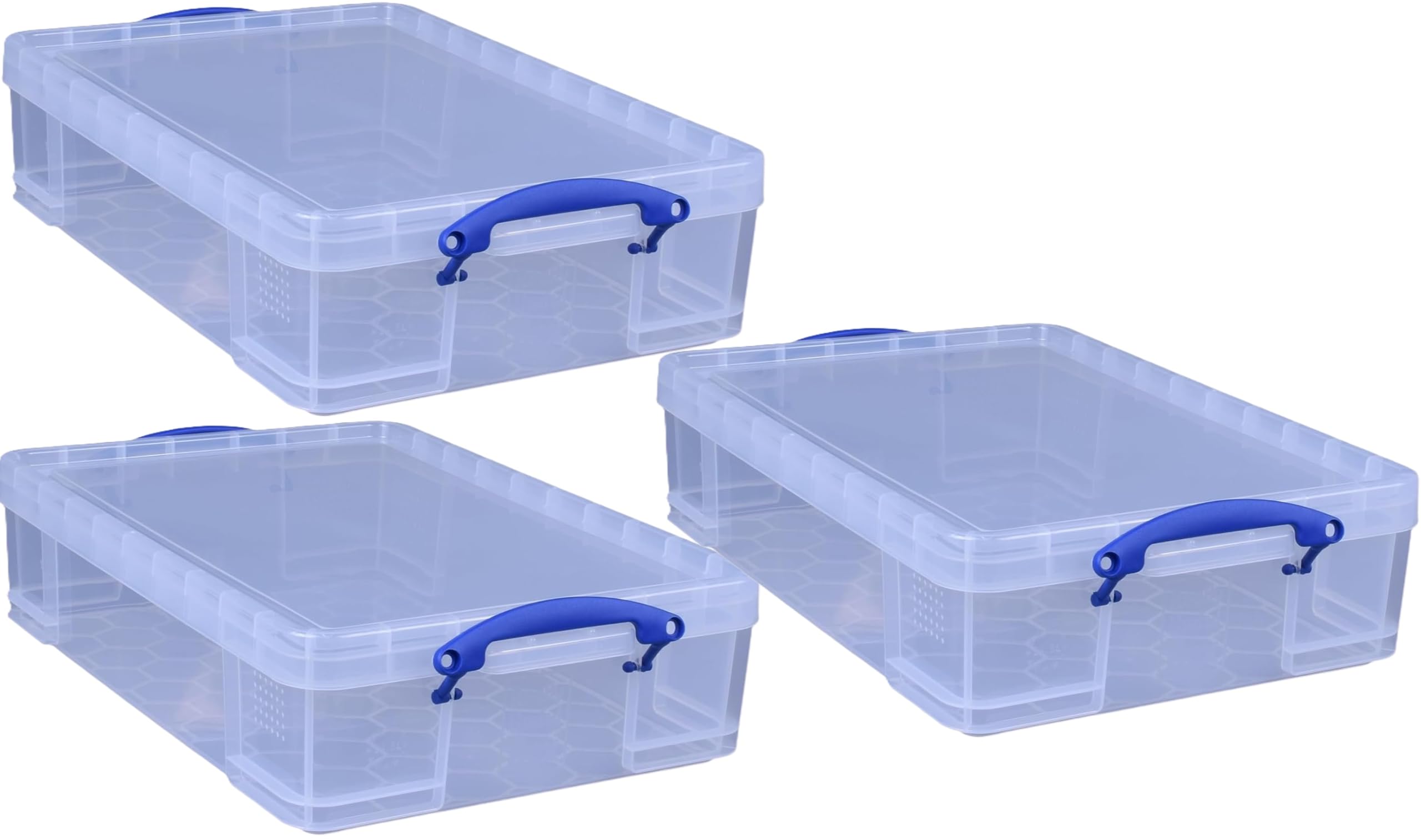 Pasha Traders Women's Transparent Really Useful Box Plastic Storage 24.5 Litre Clear Pack Of 3
