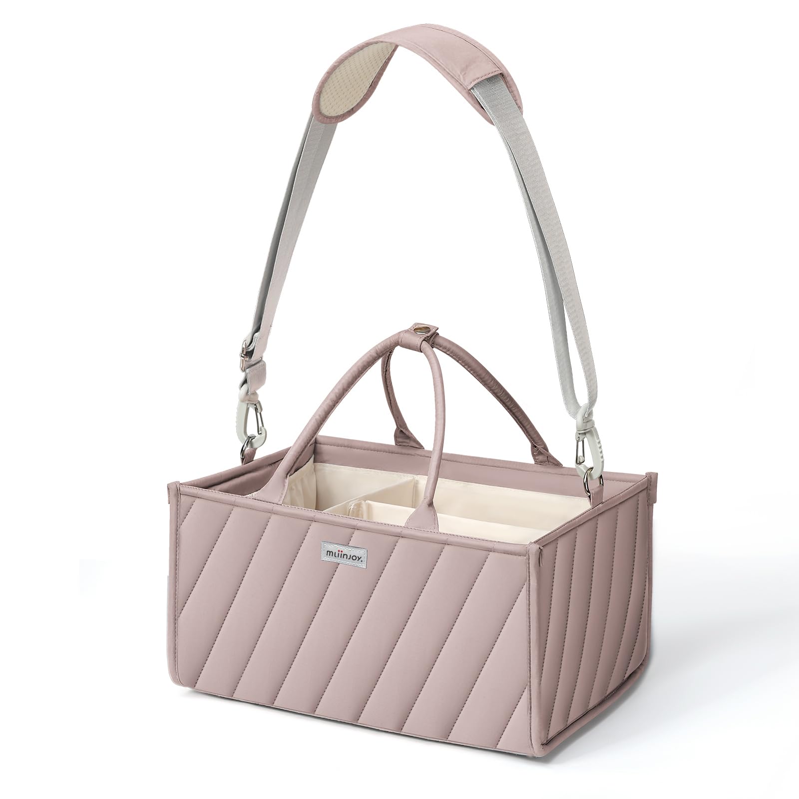 mliinjoy Multifunktionaler Polyesterstoff Aufbewahrungsbox Organizer für Windeln Babyartikel Wochenbettbedarf Kunstaufbewahrung mit Papiertücherfach Schultergurt für Zuhause Kurzreisen Khaki