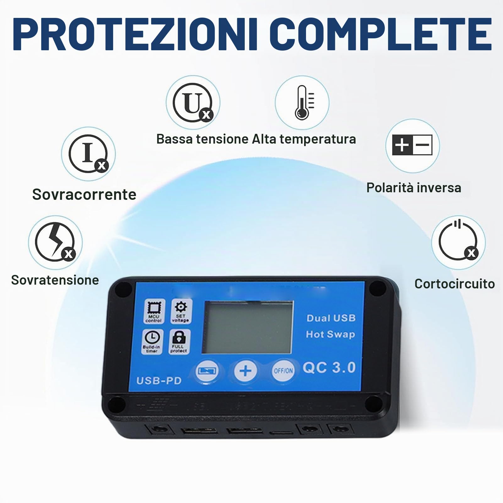 Fockety Kit Pannello Solare 100W 12V, con regolatore di Carica 20A 12V/24V, Spina accendisigari e 2 moschettoni, Caricatore Solare Impermeabile IP67 per Barche, rimorchio