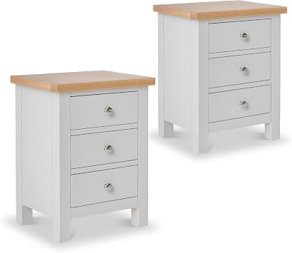 RoselandFurniture Farro Grey Bedside Tables Set of 2 | Fully Assembled