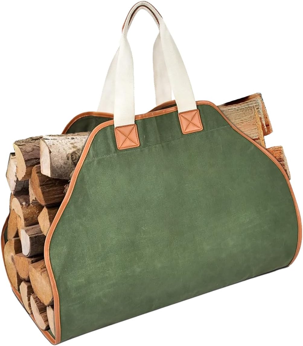 ADERFIA Firewood Carrier Large 40"x19" Waxed Canvas log