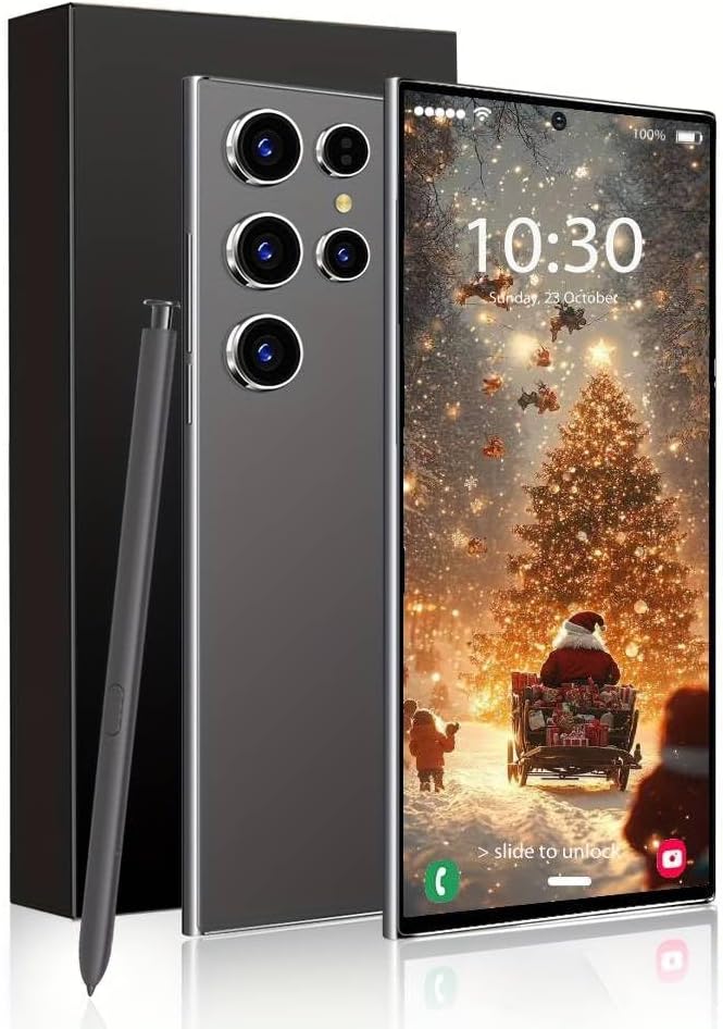 Unlocked Cell Phone C24 Ultra Smart Phone 256GB+8GB Large Storage Android 14 Unlocked Phone, 6800mAh Battery, 6.8" HD Screen/5G Dual SIM/Fingerprint Unlock/GPS(Black)