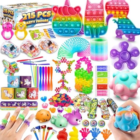 Hhobby Stars 215 PCS Party Favors Toy Assortment for Kids, Carnival Prizes and School Classroom Rewards, Pinata Stuffers Fidget Toys Kids Birthday Party, Bulk Treasure Box Boys Girls Cover