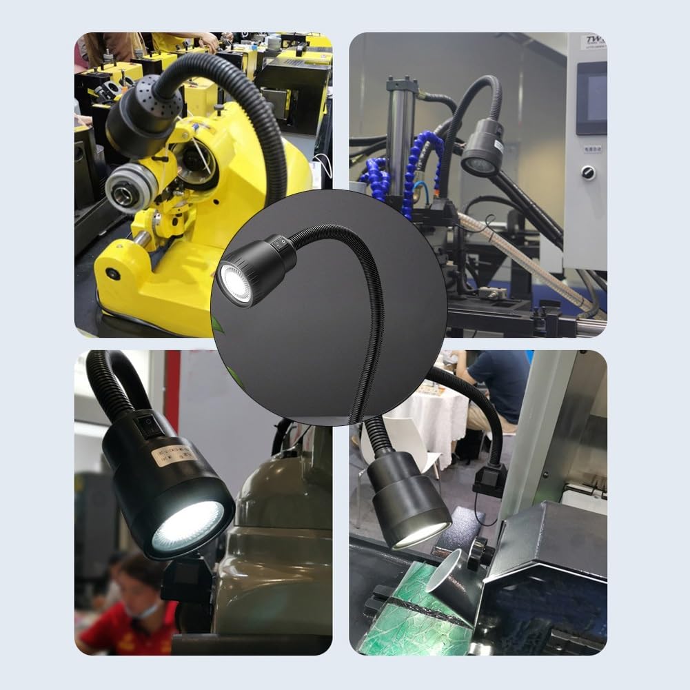 Przenośna lampa robocza LED, wyposażona w elastyczną rurkę szyjną i magnetyczną podstawę, 120 lumenów na wat, magnetyczna lampa robocza do tokarki, maszyna do szycia (5W-220V-500MM)